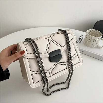 Black Chain Shoulder Messenger Square Bag for Women