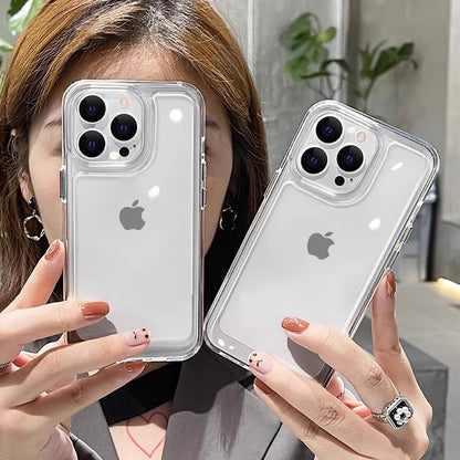 Phone Case For iPhone 17 Air 16 15 14 7 8 Plus 13 12 11 Pro Max Clear Bumper Hard Silicone Luxury Transparent Shockproof Cover