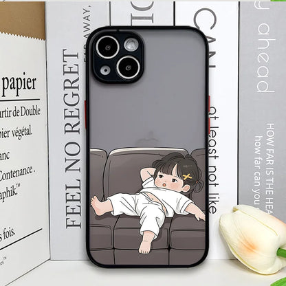 Creative Cartoon Boy Girl Paired Couple Phone Case for iPhone 17 16 Pro Max 15 14 13 12 11 XS MAX X XR 7 8 14 16 Plus Hard Cover