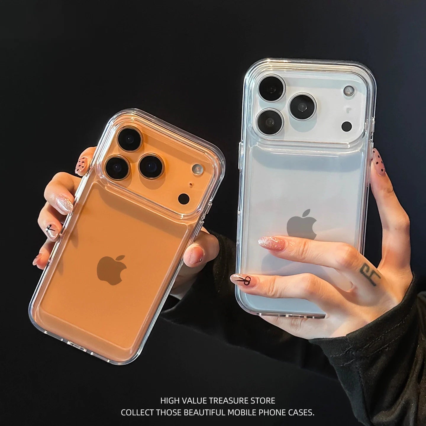 Phone Case For iPhone 17 Air 16 15 14 7 8 Plus 13 12 11 Pro Max Clear Bumper Hard Silicone Luxury Transparent Shockproof Cover