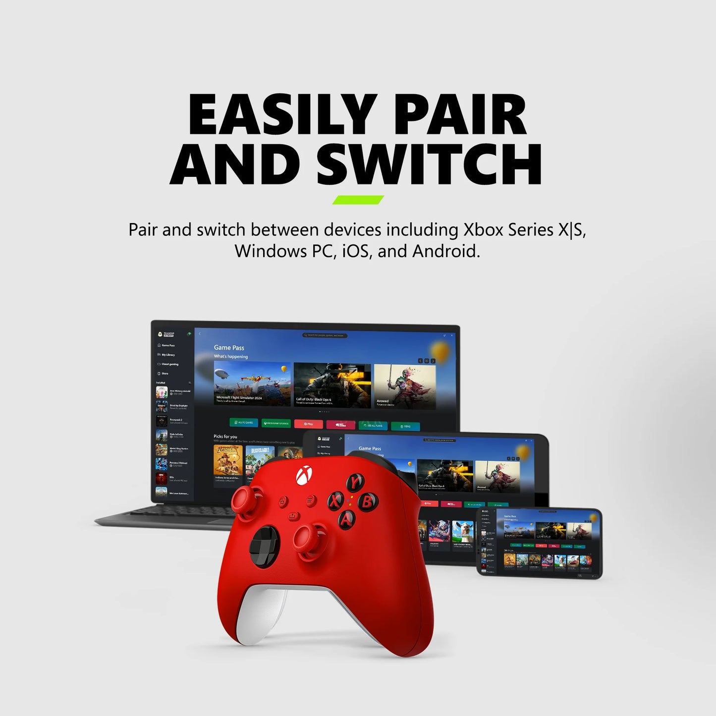 Microsoft  Wireless Controller - Pulse Red – for  Series X|S,  One, Pcs, and Cloud-Enabled Devices