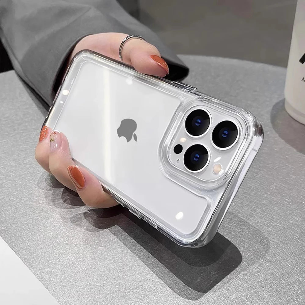 Phone Case For iPhone 17 Air 16 15 14 7 8 Plus 13 12 11 Pro Max Clear Bumper Hard Silicone Luxury Transparent Shockproof Cover