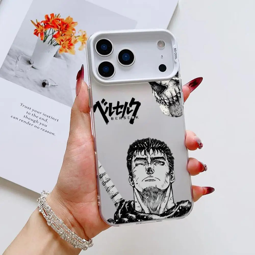 B-Berserk G-Guts Anime Phone Case For iPhone 17 16 15 14 13 12 11 Pro Max Black Purple Matte Laser Metallic Aurora Funda