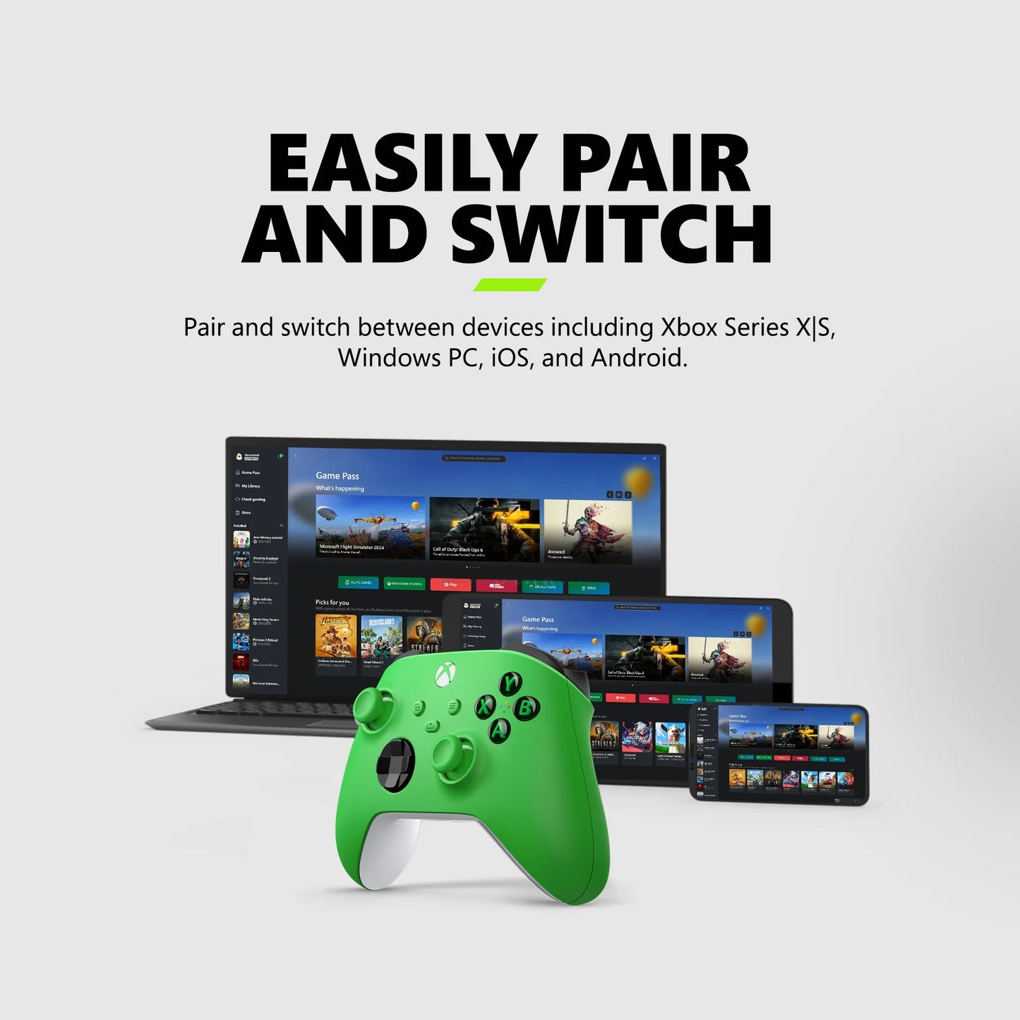 Wireless Controller – Velocity Green – for  Series X|S,  One, Pcs, Tvs, Mobile, and More