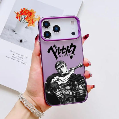 B-Berserk G-Guts Anime Phone Case For iPhone 17 16 15 14 13 12 11 Pro Max Black Purple Matte Laser Metallic Aurora Funda