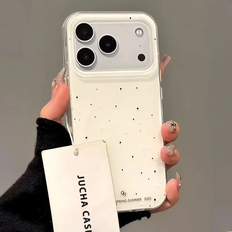 Korean INS Splashing Ink Polka Dot Cartoon Creative Cute Phone Case For iPhone 17 Air 16 15 14 13 12 11 Pro Max Plus Y2K Cover