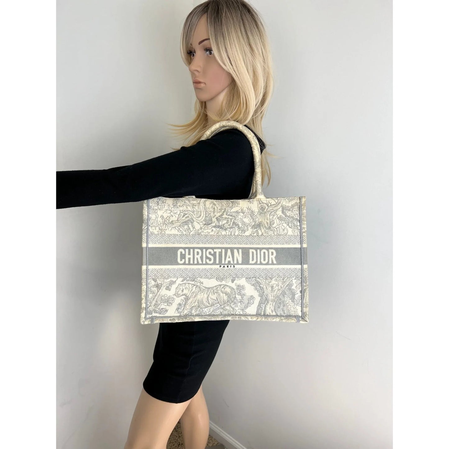 Medium Dior Book Gray Embroidery Tote