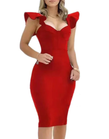 Elegant Solid Color Hip-Hugging Dress for Women