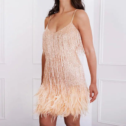Tassel Feather Mini Dress