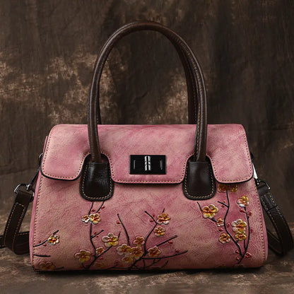 Vintage Leather Tote Bag for Women - Casual Shoulder Bag