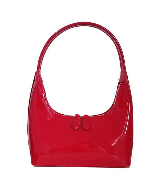Women Red Shoulder Bag Y2k Patent Leather Hobo Bag Purse (red)