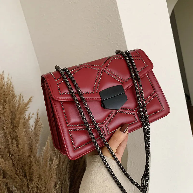 Black Chain Shoulder Messenger Square Bag for Women