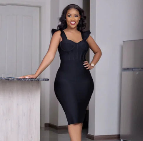 Elegant Solid Color Hip-Hugging Dress for Women