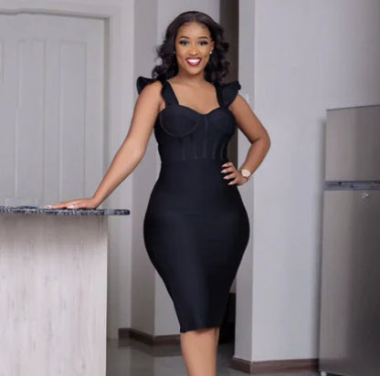 Elegant Solid Color Hip-Hugging Dress for Women